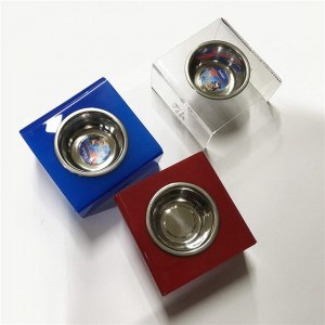 custom Wholesale Transparent clear Pet Bowl Acrylic cat dog bowls Feeding Stand