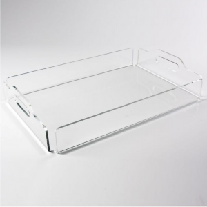 Manufacturer Custom Clear Rectangle Durable Easy Clean Acrylic Serving Tray With Handles