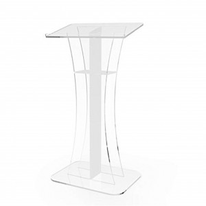 Acrylic Portable Professional  Presentation Podium Lectern Pulpits for Churches with Wide Reading Surface and LED Light