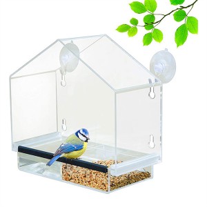 Transparent Round Acrylic Bird Window Feeder Clear Plexiglass Large Bird feeder for Outside