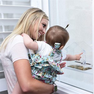 Window Bird Feeder Large Bird House for Outside Removable Sliding Tray with Drain Holes. Best for Wild Birds Clear Acrylic