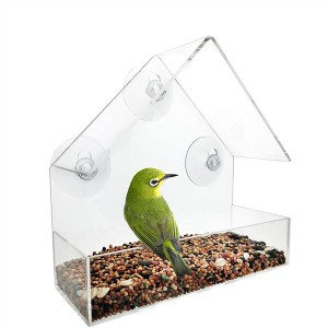 Window Bird Feeder Outdoor Triangle Clear Acrylic Bird House Feeders with Strong Suction Cups