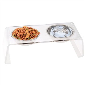Plexiglass Pet Feeder Tray Elevated Acrylic Dog Bowls Pet Feeder Stand