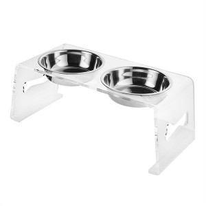 Transparent Acrylic Double Bowl Display Rack Tray For Pets