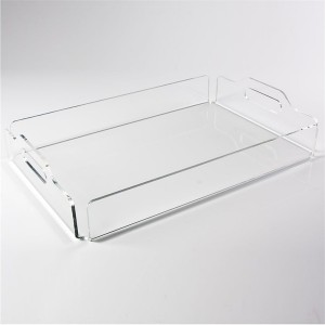 Plexiglass Organizer Food Holder Tray Glass Green Lucite Tray with Handles