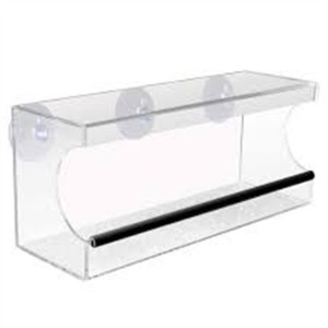 perspex plastic bird feeder with removable sliding tray drain holes