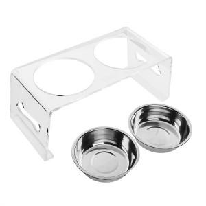 Transparent Acrylic Double Bowl Display Rack Tray For Pets