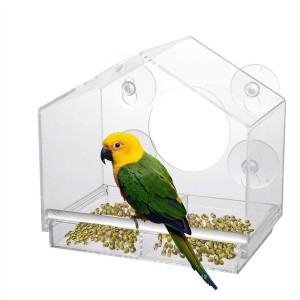 Window Bird Feeder Outdoor Triangle Clear Acrylic Bird House Feeders with Strong Suction Cups