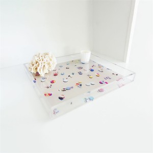 Round Plexiglass Barware Holder Tropical Acrylic Cocktail Glassware Tray