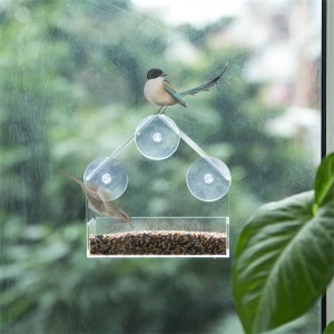 Window Bird Feeder Decorate House with Birds Clear Acrylic Plastic with 3 Strong Extra Suction Cups Includ idea for Nature Lover