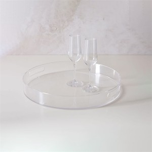 Round Plexiglass Barware Holder Tropical Acrylic Cocktail Glassware Tray