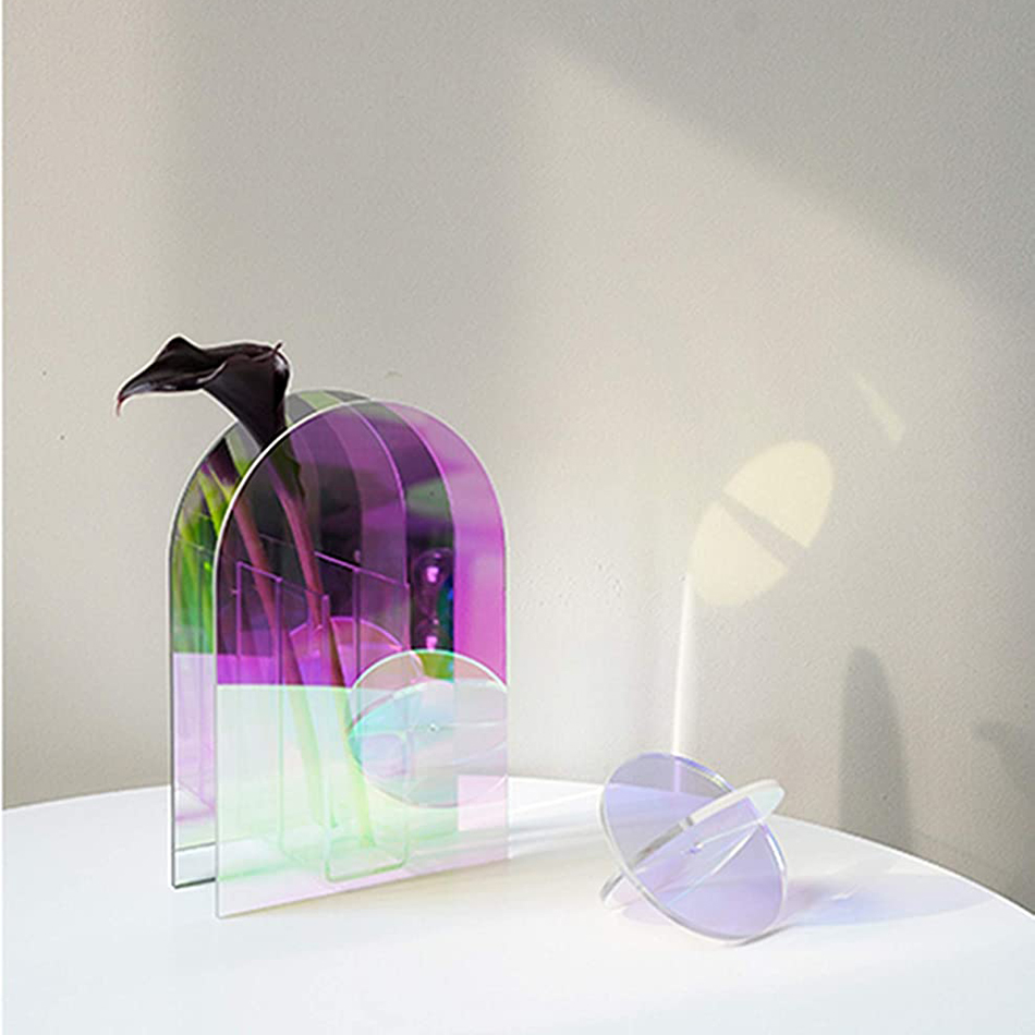 Personalized Gift Rainbow Acrylic Flower Vase Iridescent Vase
