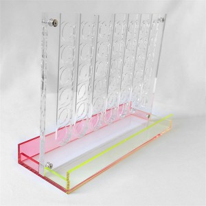 Acrylic Connect 4 Neon Pop Board Game Strategy Game Set With Two Color For Kids Ages 6 & Up For 2 Players