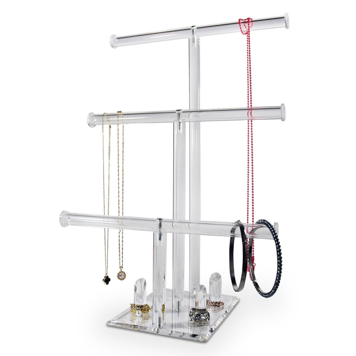 OEM Customized Clear Acrylic Jewelry Necklace Bracelet Rings Display Rack