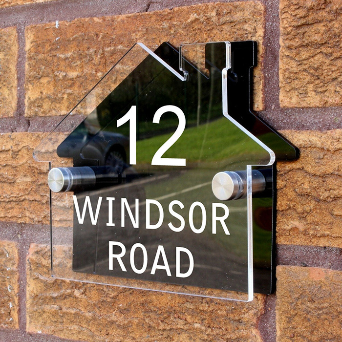 Personalized Custom House Shaped Number Name Road Plaques Acrylic Door Sign