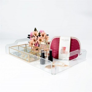 Modern Large luxury rainbow Color Drink insert Curved White Plastic food clear acrylic Serving tray set with Handles