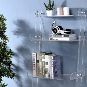 custom office home room school Ladder Fit 4Tier childrens kids Bookcase Design clear Acrylic display bookshelf Storage