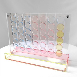 Acrylic Connect 4 Neon Pop Board Game Strategy Game Set With Two Color For Kids Ages 6 & Up For 2 Players