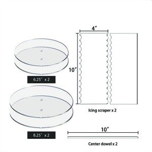 custom wholesale rectangle plastic thick coloured drum white mdf square rounds Clear Acrylic Cake Boards Bases Display with logo