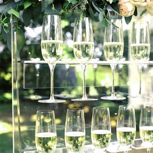 custom wholesale plastic wall champagne bottle cup display stand clear acrylic champagne glass holder For Wedding