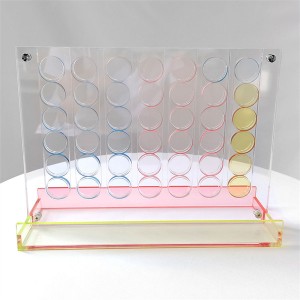 Acrylic Connect 4 Neon Pop Board Game Strategy Game Set With Two Color For Kids Ages 6 & Up For 2 Players