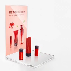 Custom size make up perfume rotating cosmetic floor board standing rack store screen acrylic led advertising display stand