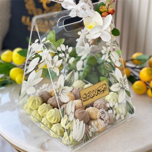 custom crystal muslim rustic small party favors gift box handles acrylic serving Wedding tray for guests