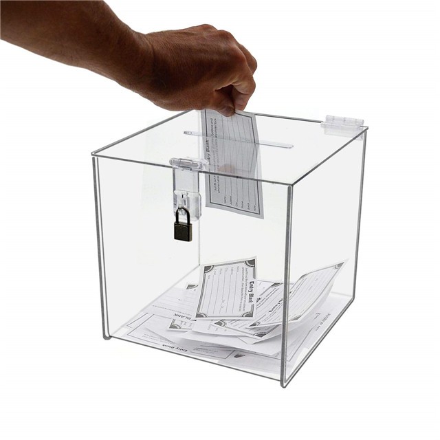 Transparent plexyglass clear ballot polling donation vote selection acrylic suggestion box complaint box with lock