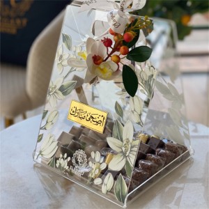 custom crystal muslim rustic small party favors gift box handles acrylic serving Wedding tray for guests