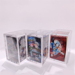 custom wholesale first edition slab acryl elite trainer card sleeves display case acrylic pokemon booster box protector box