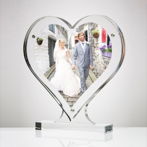 Heart Shaped Acrylic Photo Frame Family Present Acrylic Magnetic Picture Frame