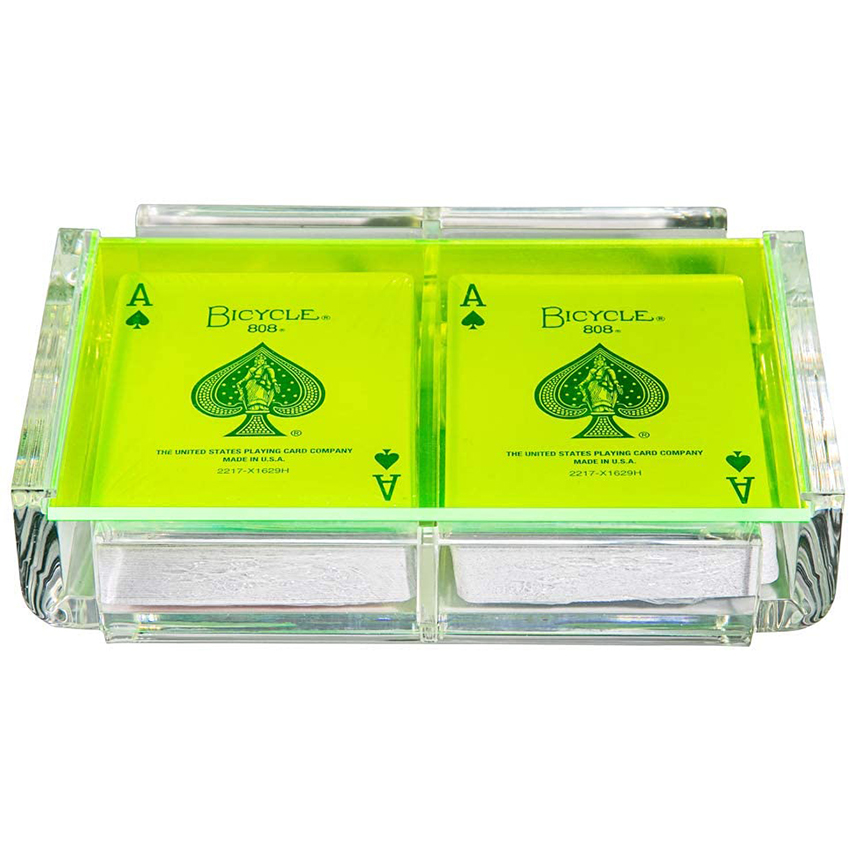 Neon Green Lucite Gift Set Box Playing Card Set Acrylic Case