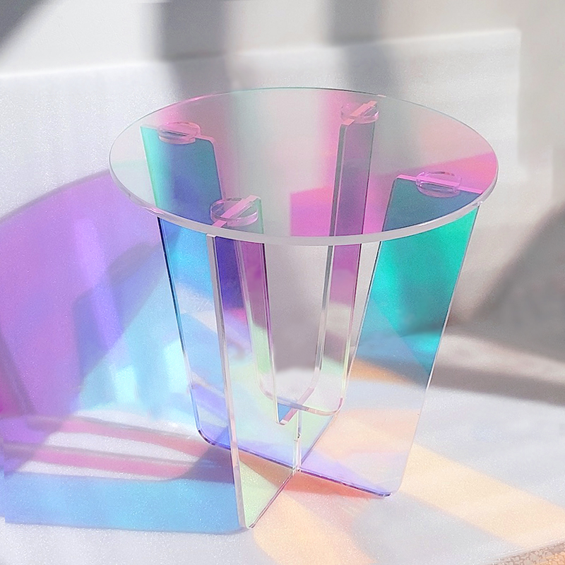 Factory wholesale Clear acrylic outdoor PMMA plastic outside modern design rainbow dining coffee table chair  at home