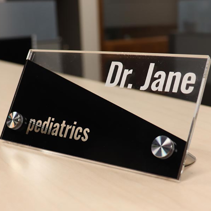 Clear Acrylic Desk Office Sign Custom Perspex Vinyl Desk Name Plate