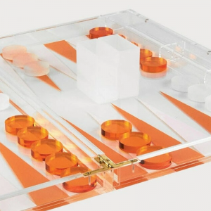 Color Option Plexiglass Indoor Game Case Orange & Clear Acrylic Backgammon Set