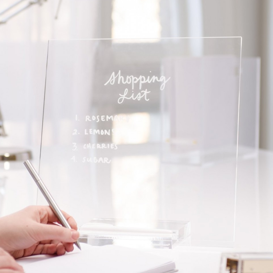 Transparent Office building Organization hotel wedding Clear Dry Erase Acrylic Memo Tablet Base for dining room