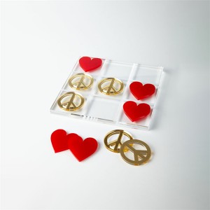 Laser Cut Heart Shape Acrylic Block Deluxe Home Decor Tic Tac Toe Set