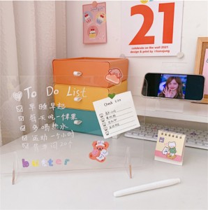 custom wholesale School office home Kids Record daily information note board Clear Acrylic Dry Erase Memo Tablet with Base