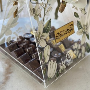 custom crystal muslim rustic small party favors gift box handles acrylic serving Wedding tray for guests