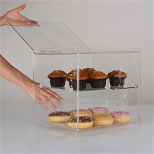 custom wholesale hot food cake pizza buffet table front open bakery tray cabinet box Acrylic bakery bread display case