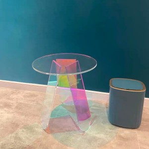 wholesale Clear acrylic outdoor PMMA plastic outside modern design rainbow dining coffee table chair at home