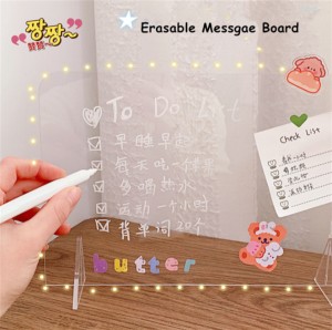 wholesale custom School office home Kids Record daily information note board Clear Acrylic Dry Erase Memo Tablet with Base