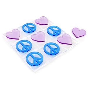 Laser Cut Heart Shape Acrylic Block Deluxe Home Decor Tic Tac Toe Set
