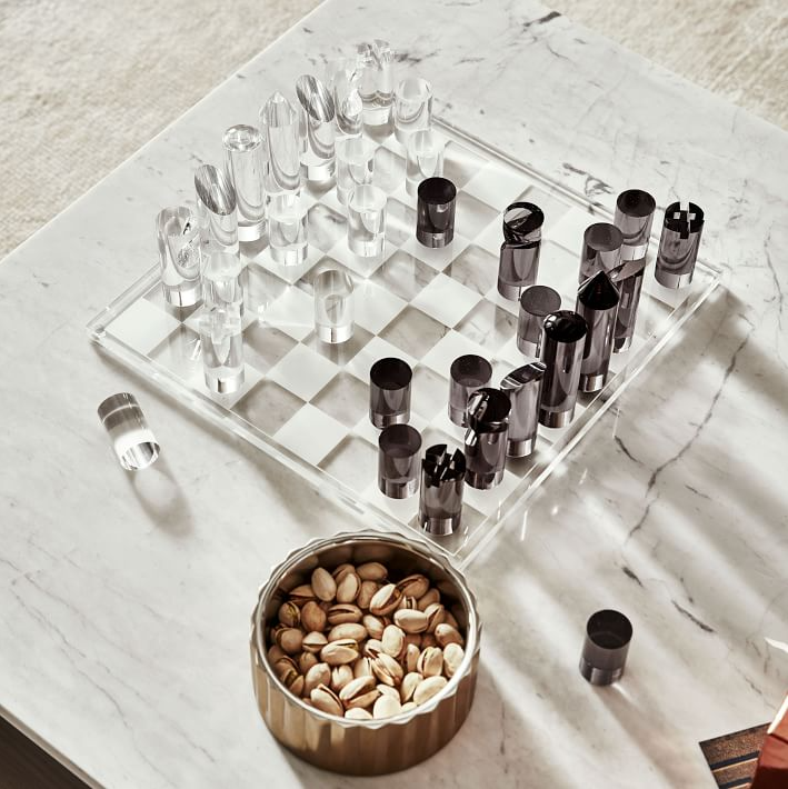 Custom chinese table glass plastic tournament outdoor garden modern luxury crystal magnetic acrylic chess game set