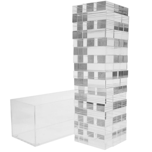 Custom Acrylic Game Building Blocks Neon Pink Red Plexiglass Tumble Tower Set
