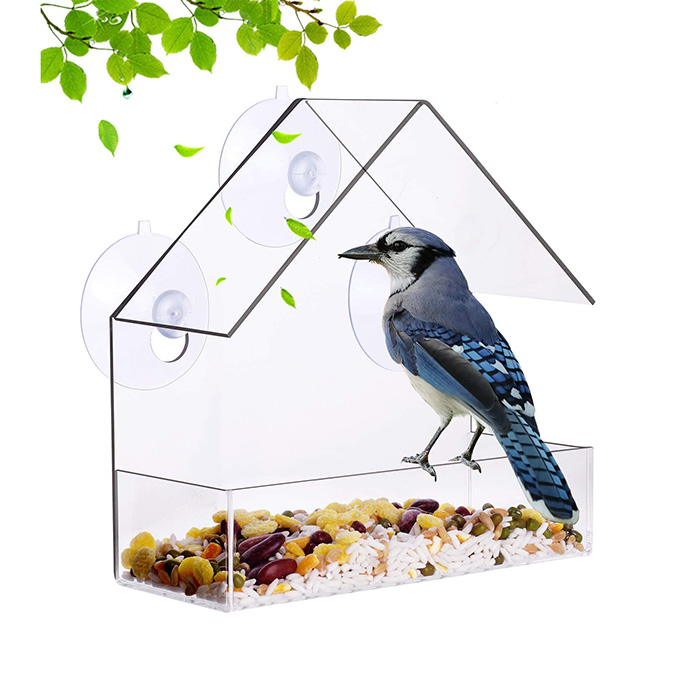 Nature_Decor Window Bird Feeder Clear Window Hanging Bird Feeder With Suction Cup Includes 21 Drain Holes