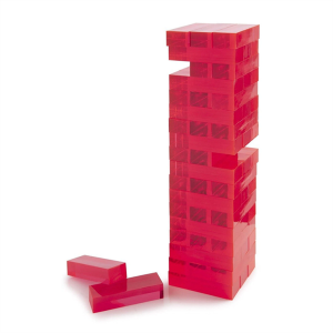 Custom Acrylic Game Building Blocks Neon Pink Red Plexiglass Tumble Tower Set