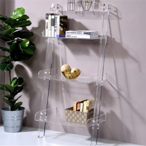 custom office home room school Ladder Fit 4Tier childrens kids Bookcase Design clear Acrylic display bookshelf Storage