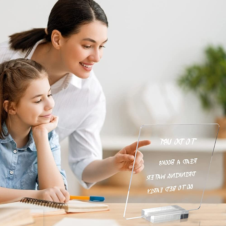 custom Transparent Office building Organization hotel wedding Clear Dry Erase Acrylic Memo Tablet Base for dining room