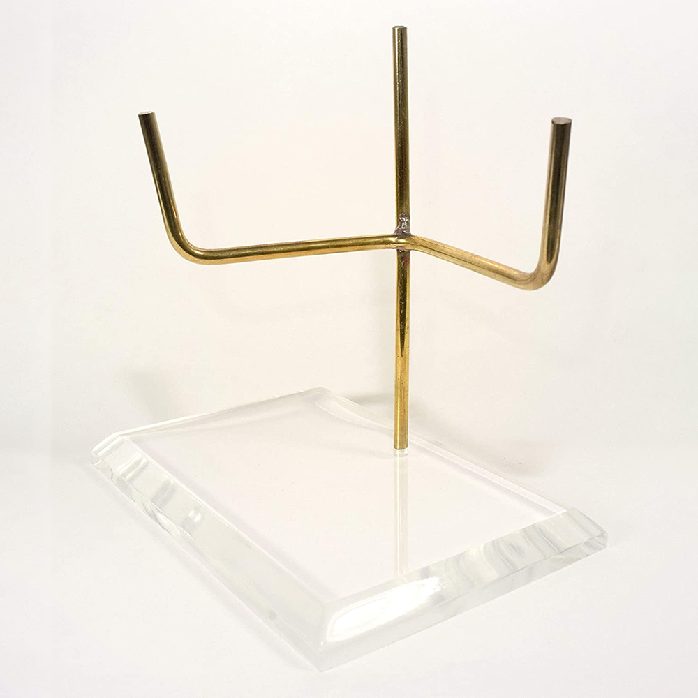 One Triple Bronze Holder 5.8in Acrylic Display Block Pedestal for Large Clusters Fossils Minerals